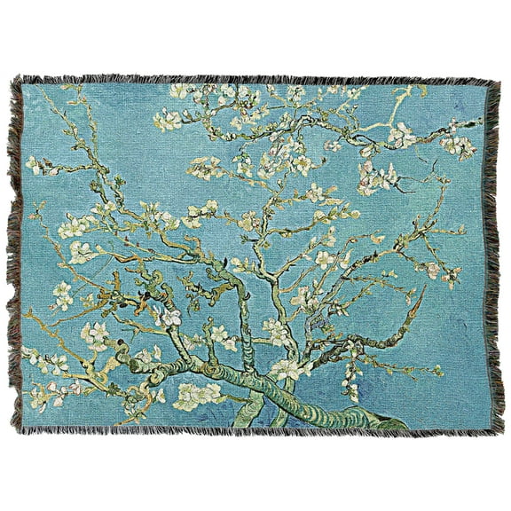 Pure Country Weavers Almond Blossoms Blanket by Vincent Van Gogh - Fine Art Tapestry Throw Woven from Cotton - Made in The USA (72x54)