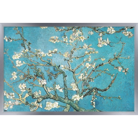 Almond Branches In Bloom by Vincent van Gogh Wall Poster, 22.375" x 34" Framed