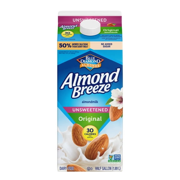Almond Breeze Dairy Free Unsweetened Original Almond Milk Half Gallon