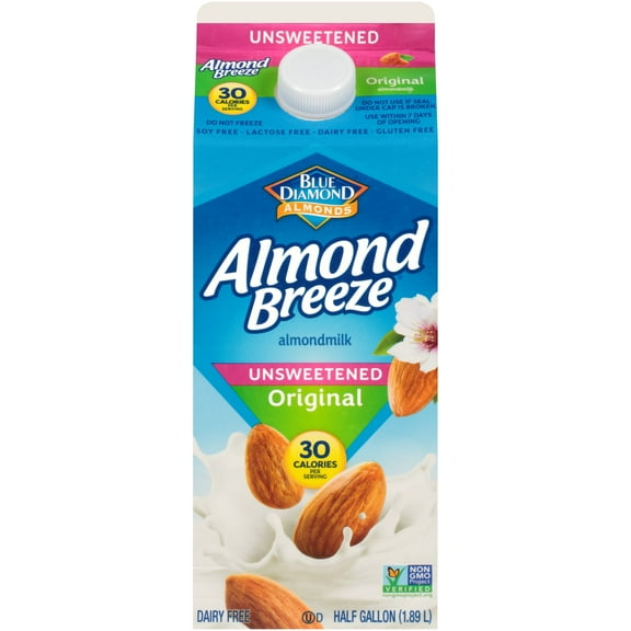 Almond Breeze Original Unsweetened Almond Milk, 64 Ounce -- 6 per case.