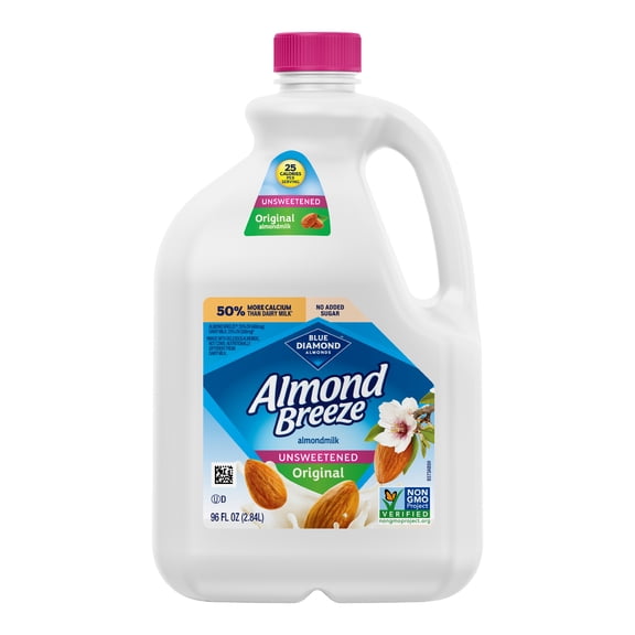 Almond Breeze Unsweetened Original Almond Milk, 96 FL OZ (2.84L)