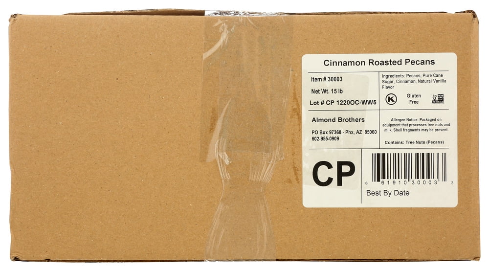 Almond Brothers Pecans Cinnamon Roasted 15 Lb