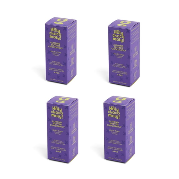 Almond Butter Chocolate Truffles | Low in Refined Sugar, Made With Dates and Real Nut Butters | Healthy On-the-go Snack | 4 Truffles/Box, 16 Truffles