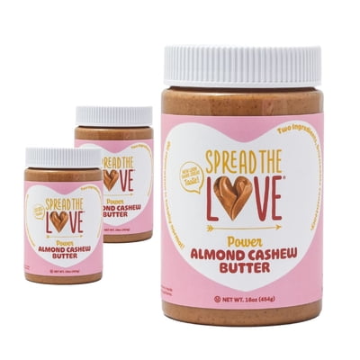 Almond Cashew Butter, Creamy, All-Natural, Vegan, Gluten-Free, No Added Sugar, 16 oz (3-pack)