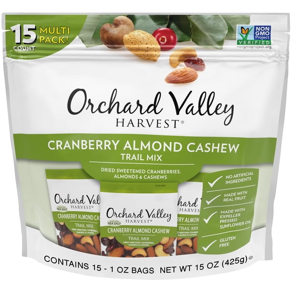 Almond Cashew Trail Mix 1 Ounce Pack Of 15 Cranberries Almonds Cashews Individu... Harvest Cranberry