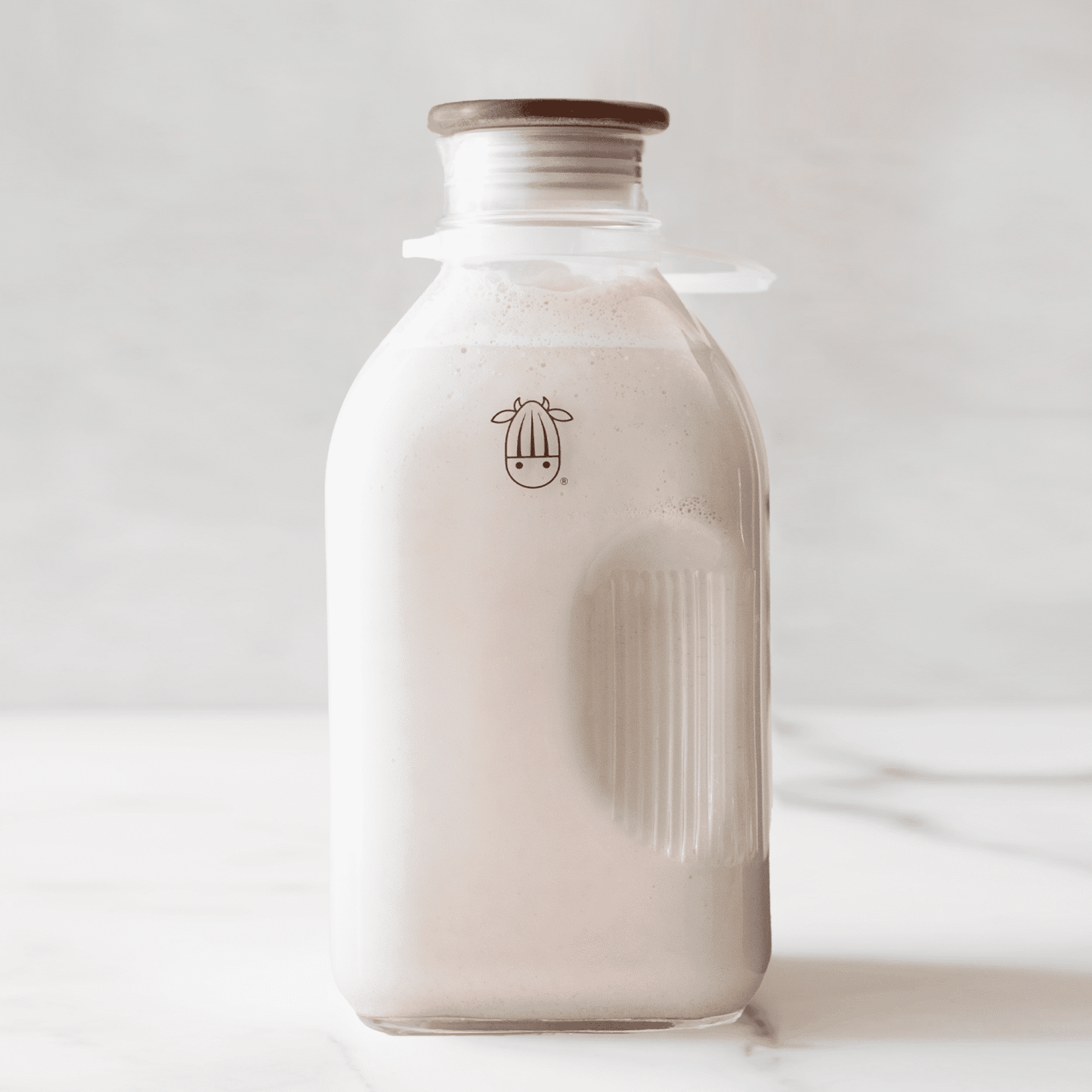Almond Cow - Glass Bottle Milk Container for Refrigerator, 60 fl oz, Glass Pitcher with Lid and Spout, Clear Milk Jug Glass Bottles, Food-Grade Glass Liquid Container, 5 x 4 x 10 inches