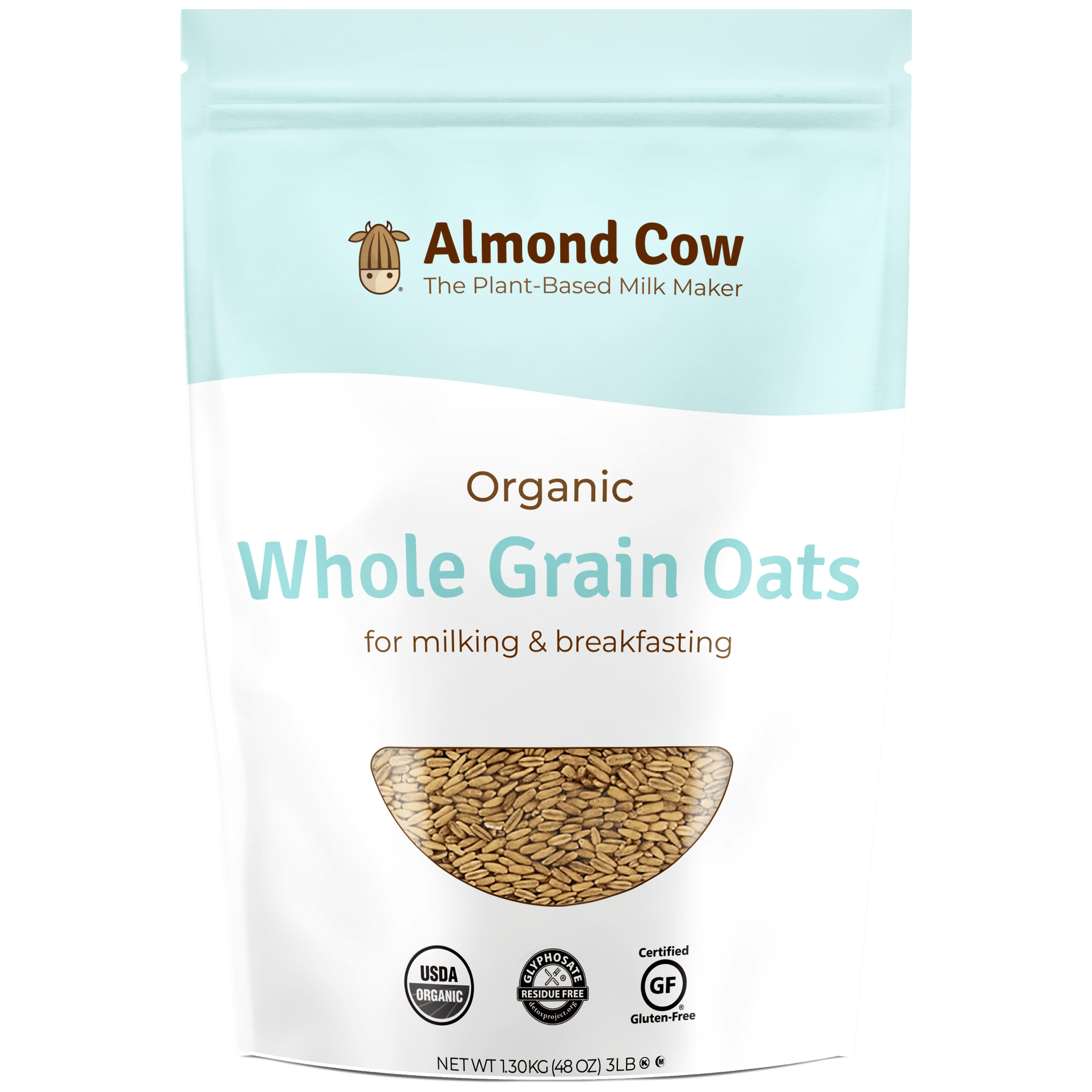 Almond Cow Organic Whole Grain Oat Groats, 48 oz, Gluten Free, NonGMO, Vegan, Natural