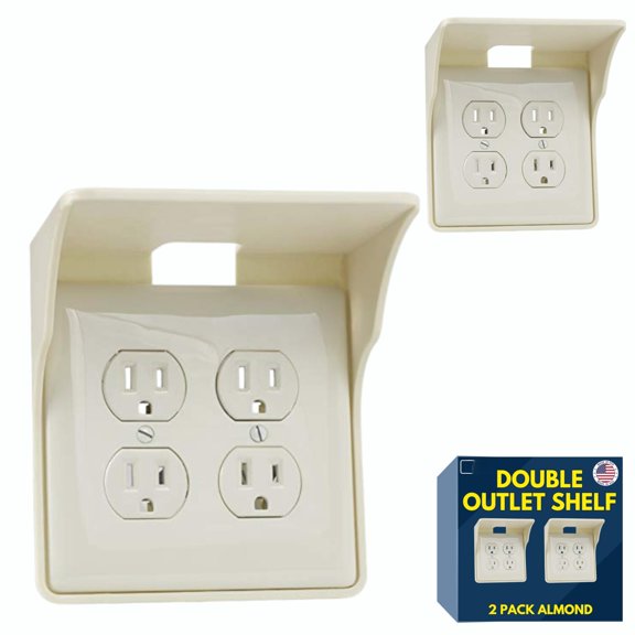 Almond Double Outlet 2 Pack Shelf Unit Charging Station