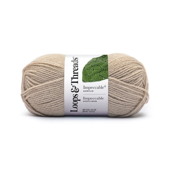 Loops & Threads Almond Impeccable Yarn - Medium Weight Yarn for Knitting, Crochet, Weaving, Arts & Crafts, 18 Pack