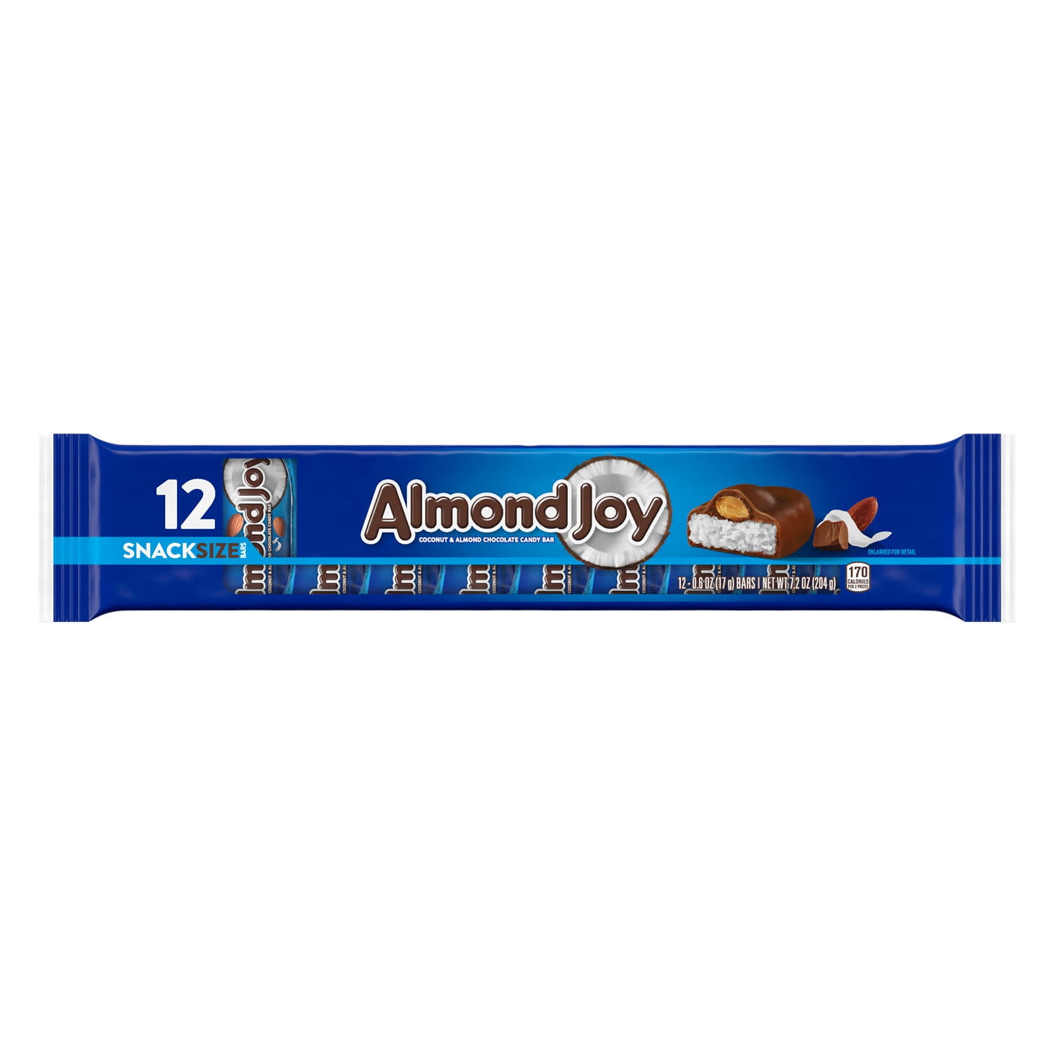 Almond Joy Coconut and Almond Chocolate Snack Size Candy, Bars 0.6 oz, 12 Count