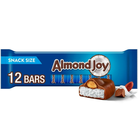 Almond Joy Coconut and Almond Chocolate Snack Size Candy, Bars 0.6 oz, PACK OF 1