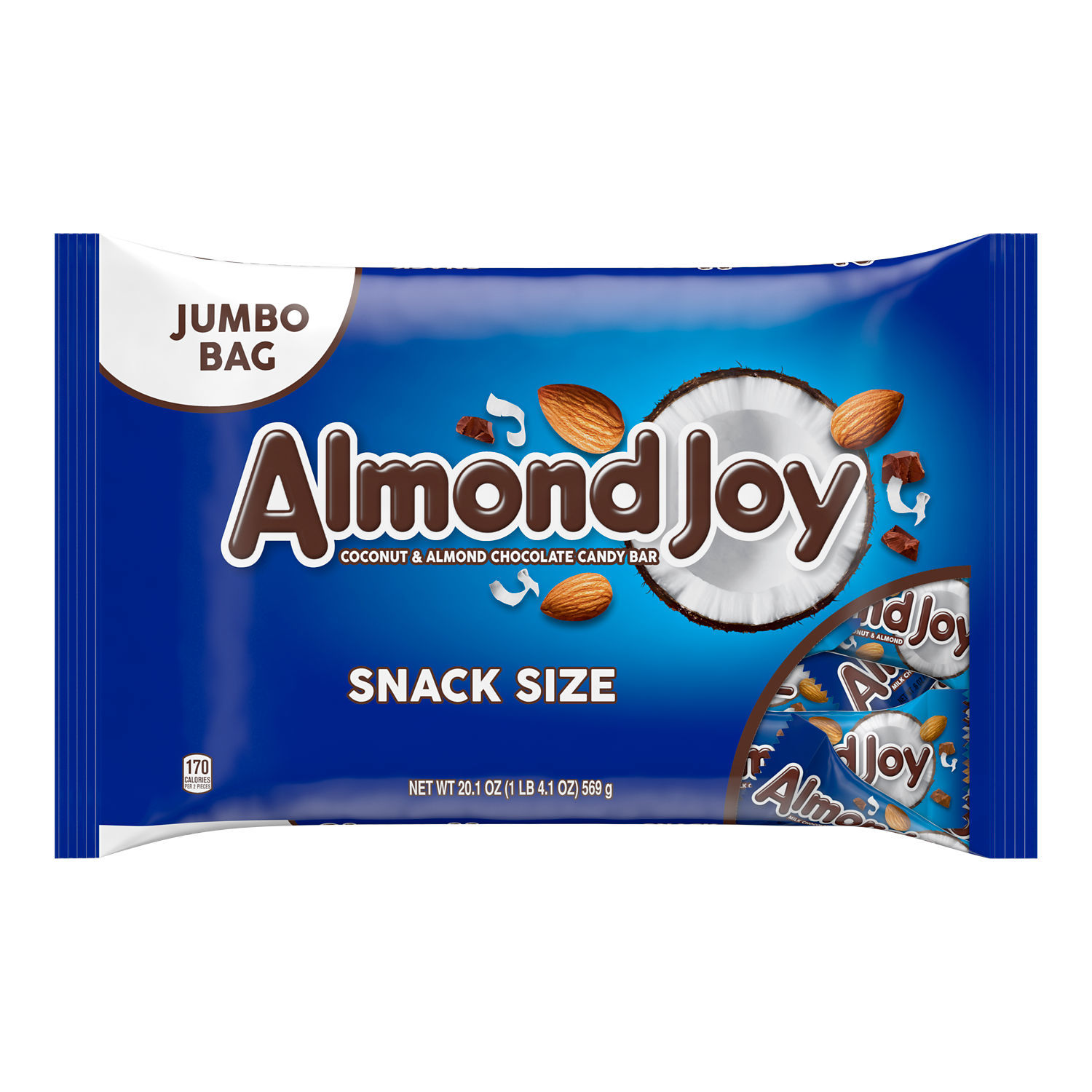 Almond Joy Coconut and Almond Chocolate Snack Size Candy, Jumbo Bag 20.1 oz - image 1 of 7