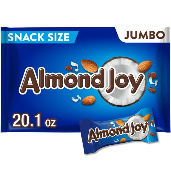 Almond Joy Coconut and Almond Chocolate Snack Size Candy, Jumbo Bag 20.1 oz