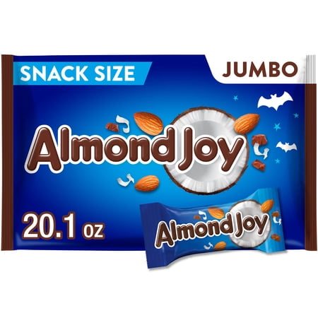 ALMOND JOY Coconut and Almond Chocolate Snack Size, Halloween Candy Jumbo Bag, 20.1 oz