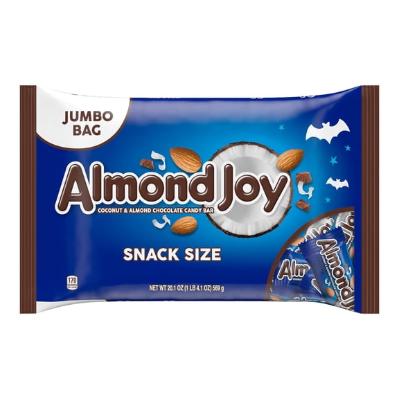 Almond Joy Coconut and Almond Chocolate Snack Size, Halloween Candy Jumbo Bag, 20.1 oz