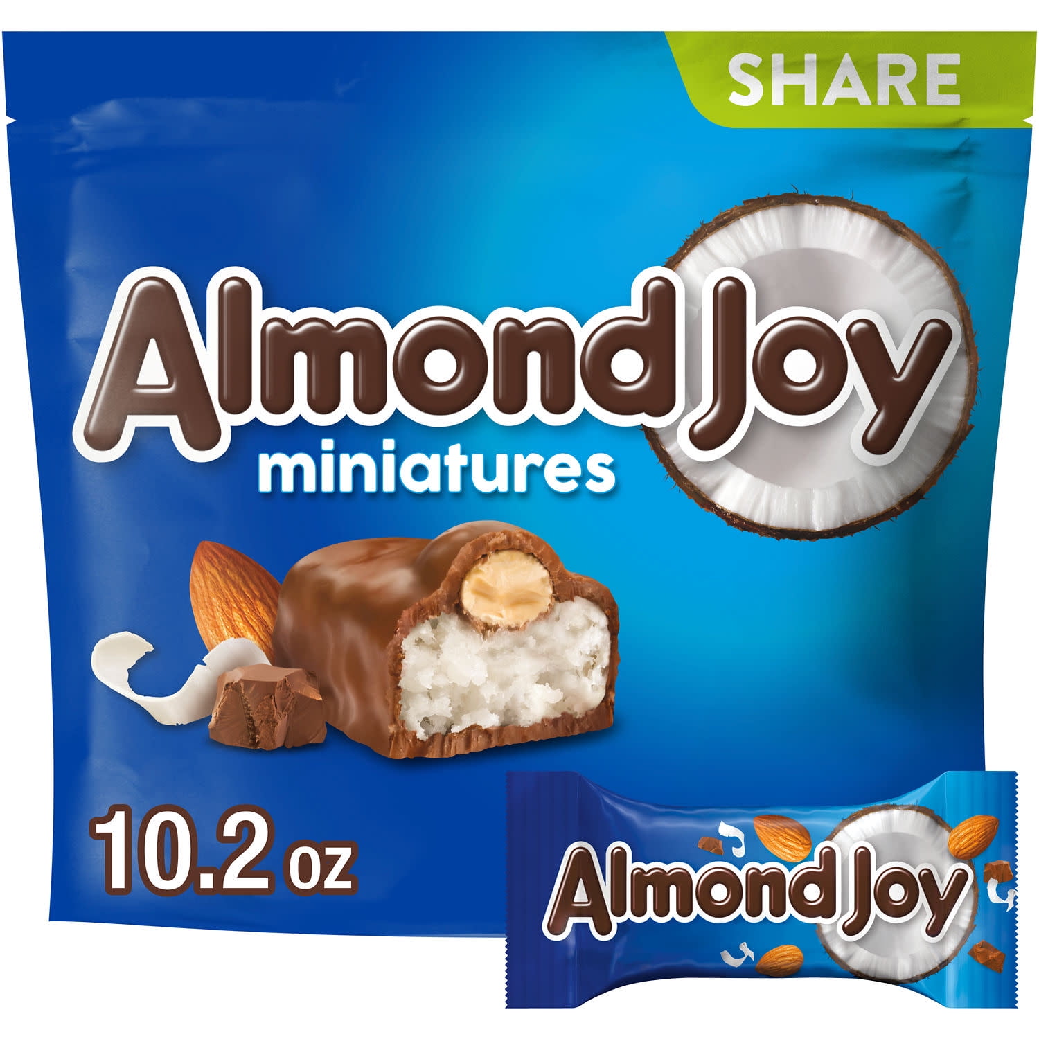 Almond Joy Miniatures Coconut and Almond Chocolate Candy, Share Pack 10.2 oz