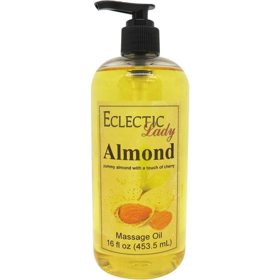 Almond Massage Oil by Eclectic Lady, 16 oz, Sweet Almond Oil and Jojoba Oil