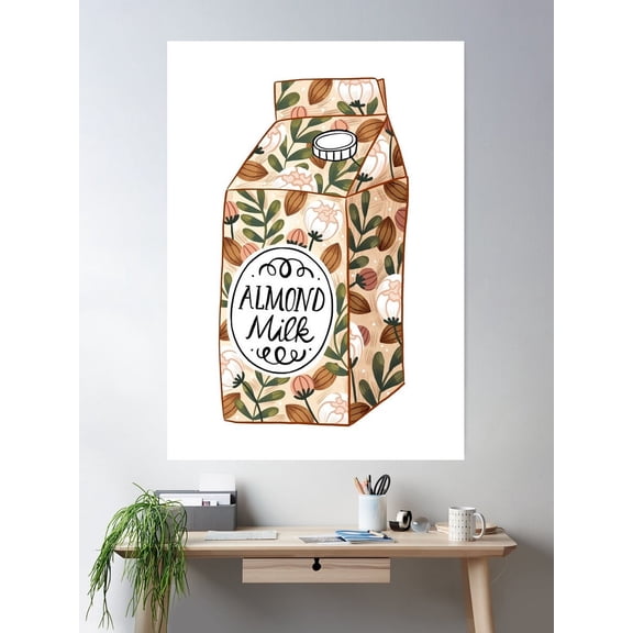 Almond Milk Poster Wall Art, Modern Wall Decor For Living Room Bedroom, 8x12 UNFRAMED