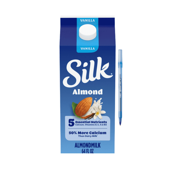 Almond Milk, Vanilla, Dairy Free, Gluten Free, Seriously Creamy Vegan Plant Based Milk with Great Taste and 5 Essential Nutrients, 64 fl oz Half Gallon