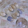 Almond Press On Nails, Moon Star Cat Eye Fake Nails, Blue Gradient ...