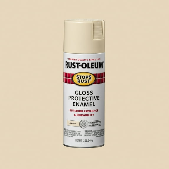 Almond, Rust-Oleum Stops Rust Protective Enamel Gloss Spray Paint-7770830, 12 oz