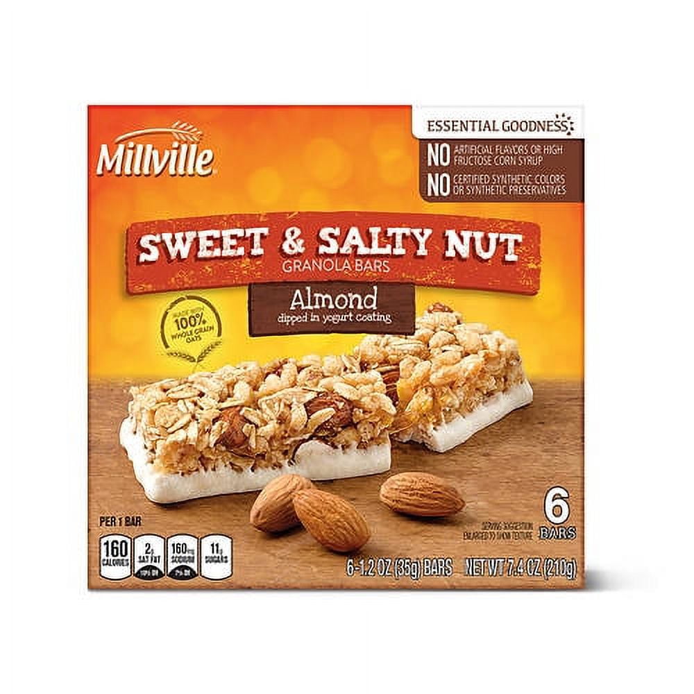 Millville Almond Sweet and Salty Nut Granola Bars, 6 Count - Pack of 3