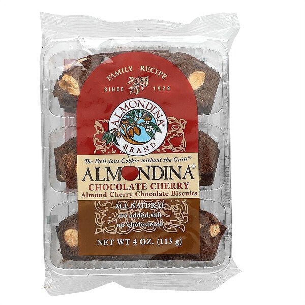 Almondina, Almond Cherry Chocolate Biscuits, Chocolate Cherry, 4 oz Pack of 2
