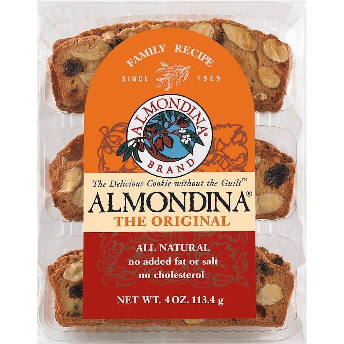 Almondina Almond Cookies, Original Flavor Crunchy Biscotti Cookies 4 oz Pack of 12
