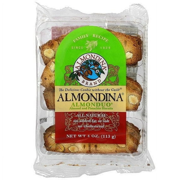 Almondina, Almonduo, Almond and Pistachio Biscuits, 4 oz Pack of 2
