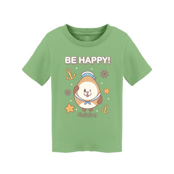 Almondog Be Happy! T-Shirt Toddler -Electural Designs, 4 Toddler