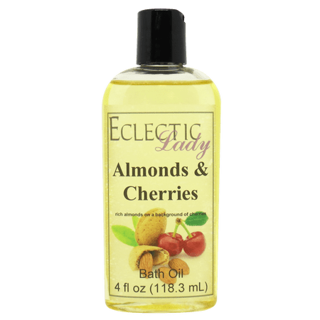 Almonds And Cherries Bath Oil - Scented Body Oil - Relaxing & Moisturizing Bathing Oil - Fragrance Body Oil For Dry & Rough Sensitive Skin - 8 oz