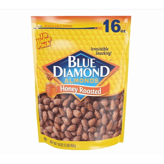 Almonds Honey Roasted Snack Almonds, Party Salty Snack, Plant-Based Protein and Fiber, After School Snacks, Events, Holidays and Lunch, 16Oz, 1 Pound (Pack of 1)