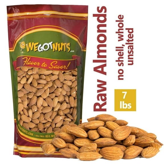 Almonds - Jumbo, Raw, Whole, Shelled, Unsalted 7 Pounds