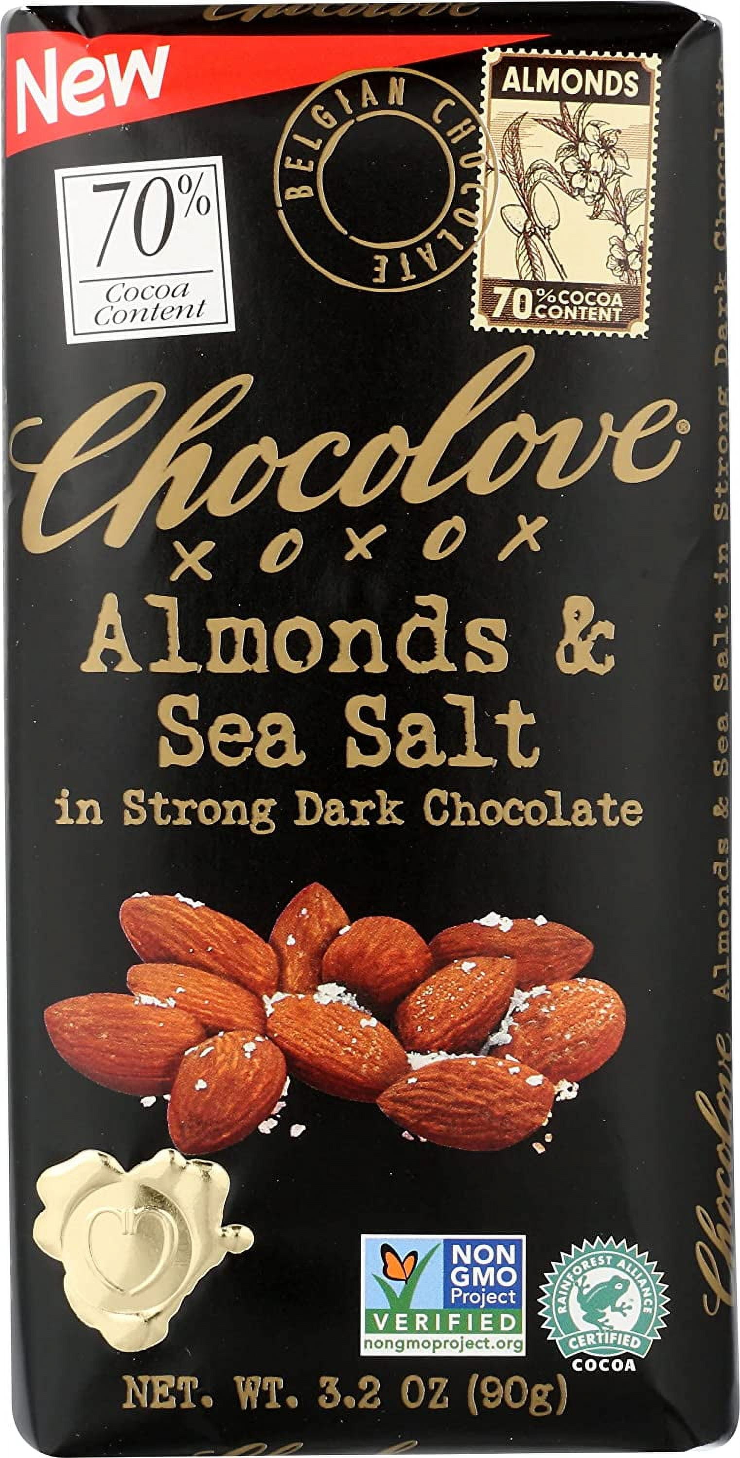 Almonds & Sea Salt in Strong Dark Chocolate, Dairy , Gluten & NonGMO