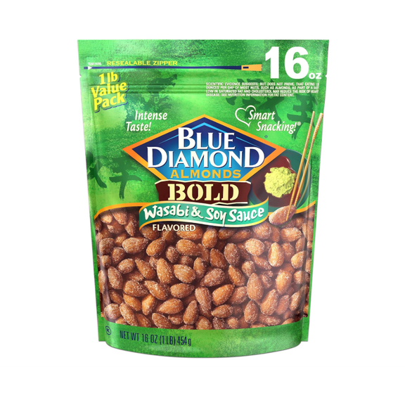 Almonds Wasabi & Soy Sauce Flavored Snack Nuts, 16 Oz Resealable Bag (Pack of 1)