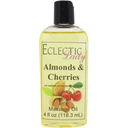 Almonds and Cherries Massage Oil by Eclectic Lady, 4 oz, Sweet Almond Oil and Jojoba Oil