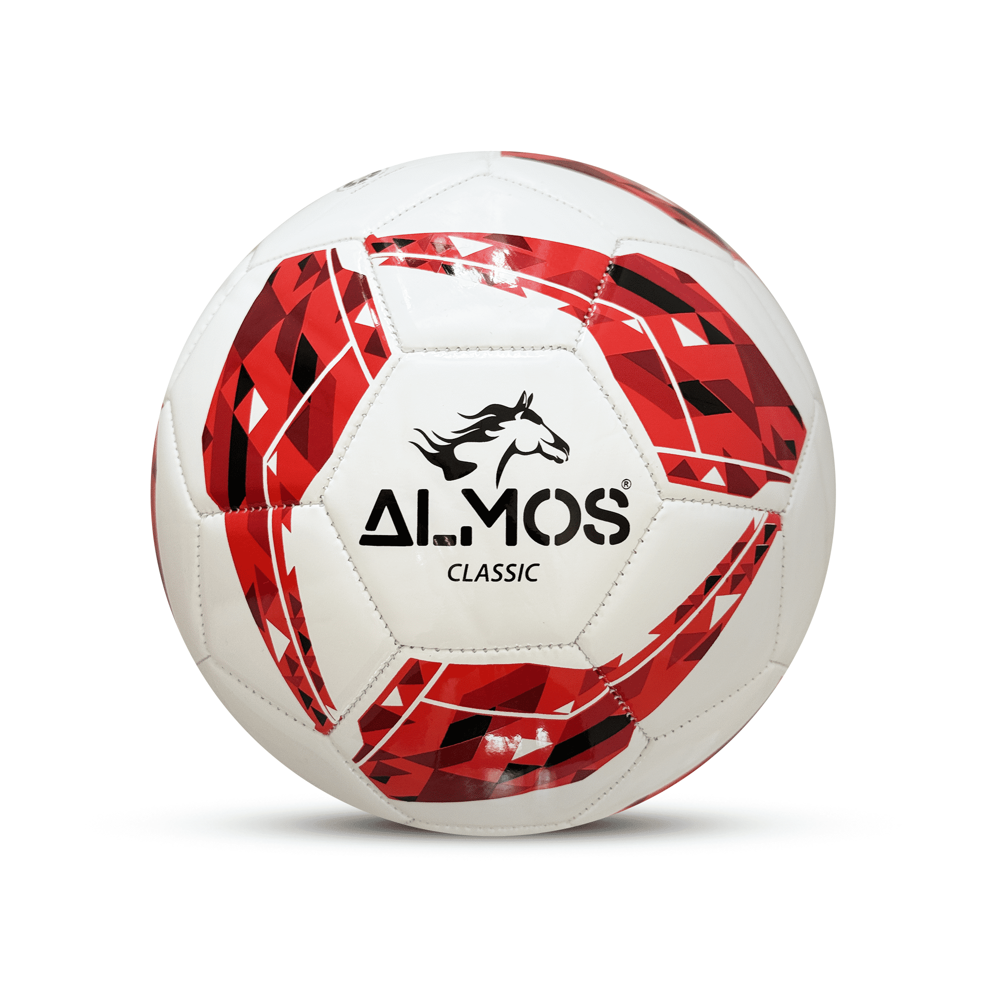 Almos Classic 32 Panel Soccer Ball, for Indoor and Outdoor, Red,  Size 5
