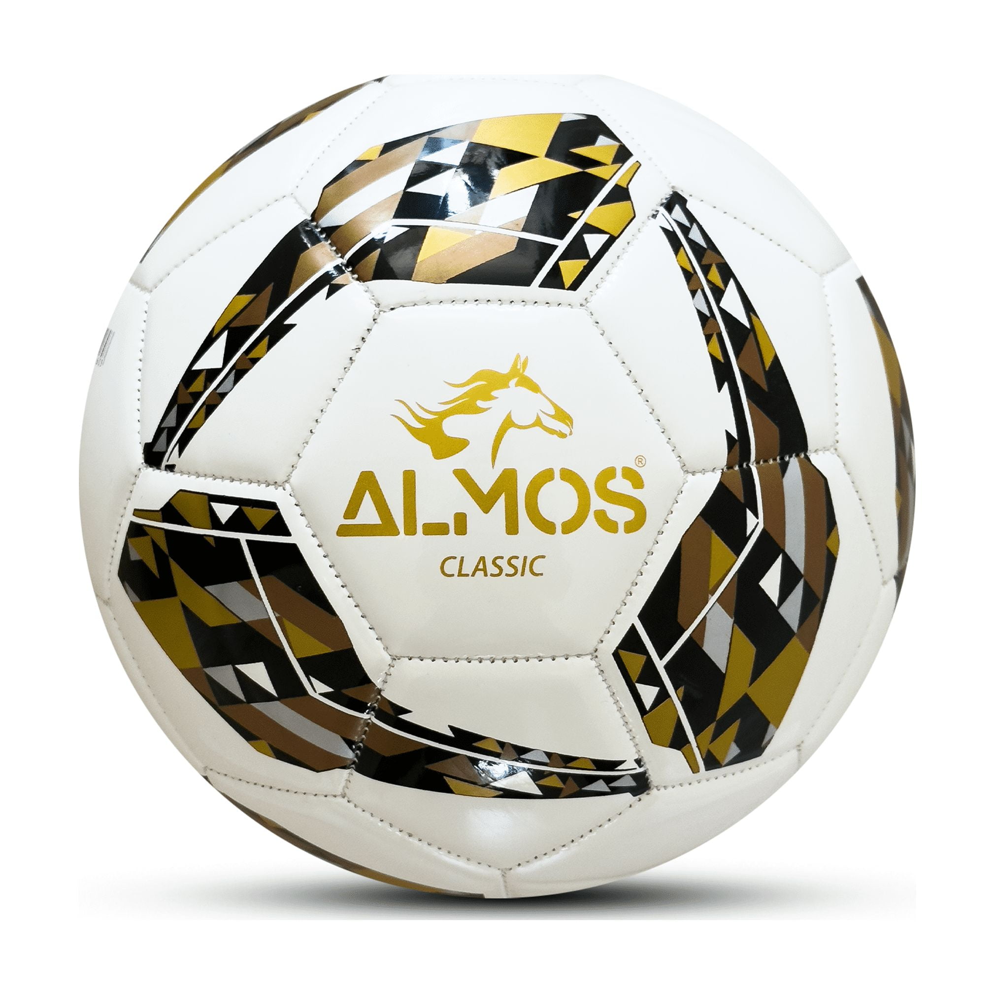 Almos Classic 32 Panel Soccer Ball, for Indoor and Outdoor, Gold,  Size 5
