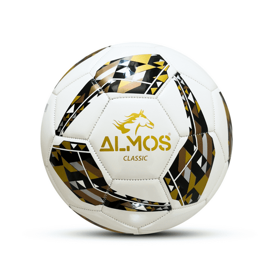 Almos Classic 32 Panel Soccer Ball, for Indoor and Outdoor, Gold, Size 5