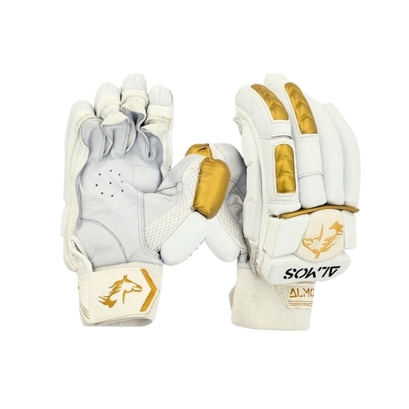 Almos Right Handed Cricket Batting Gloves HAADI, White Gold
