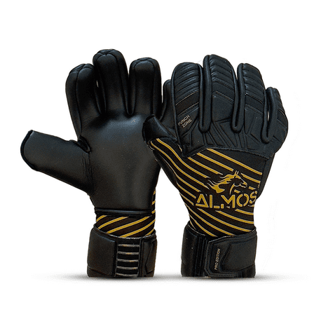 Almos Soccer Max Super Soft Reflex Goalkeeper Gloves, Size 8, Strong Grip, Size 8 - Black Gold