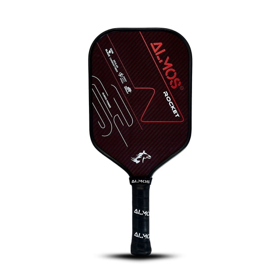 Almos Sports Rocket Pickleball Paddle Carbon Fiber Surface Polypropylene Honeycomb Core 14mm Control Thickness