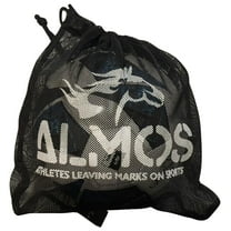 Almos Sports Single Ball Mesh Bag – Portable Storage Bag, Drawstring Sling Bag | Can be Used to Carry Volleyball, Soccer Ball, Football | Easy to Carry, Black & White |