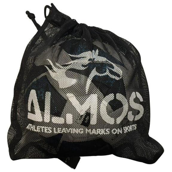 Almos Sports Single Ball Mesh Bag – Portable Storage Bag, Drawstring Sling Bag | Can be Used to Carry Volleyball, Soccer Ball, Football | Easy to Carry, Black & White |