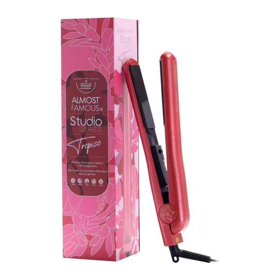 Almost Famous - 1.25 inch Tropico Studio Flat Iron with Waterprint Design - Hibiscus Pink