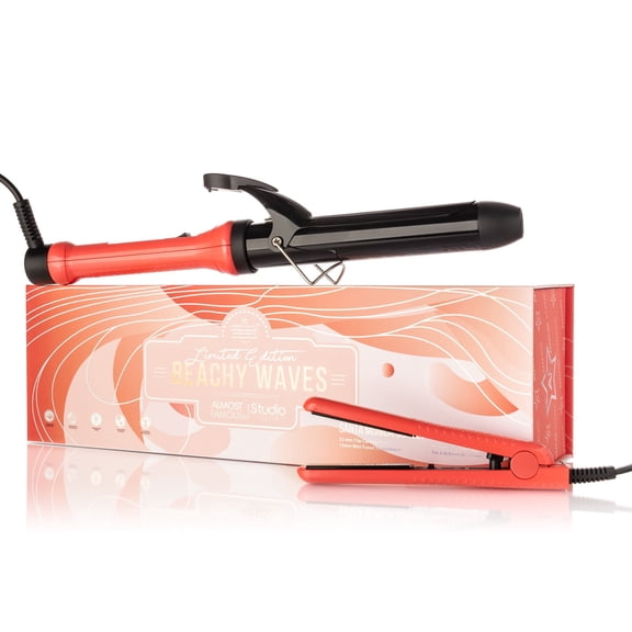 Almost Famous - 2-Piece Set w Curling Wand & Mini ToGo Flat Iron - Orange