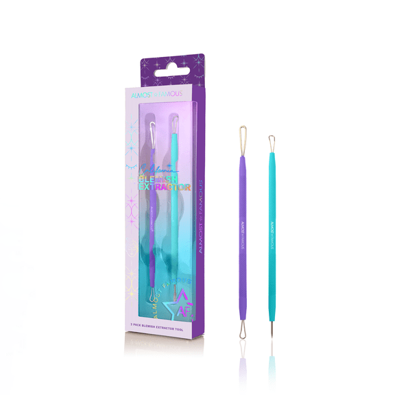 Almost Famous Clear AF Professional Blemish Extractor Set 2-Pack Stainless Steel Blackhead & Whitehead Removal Tools with Multi-Functional Tips