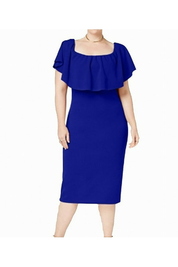 Cobalt Womens Plus Ruffle Sheath Dress