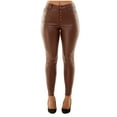 thumbnail image 1 of Crave Fame Womens Faux Leather High Rise Skinny Fit Jeans, Brown, Juniors, 9, 1 of 1