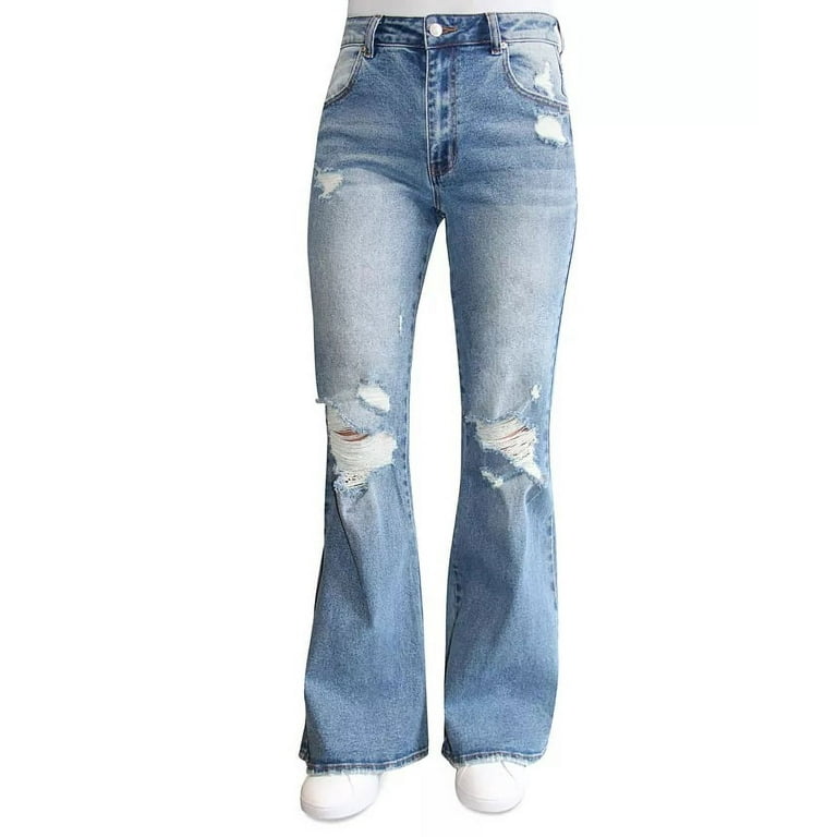 Almost Famous DARK WASH Juniors Distressed 90s Flared Jeans US 1 Walmart